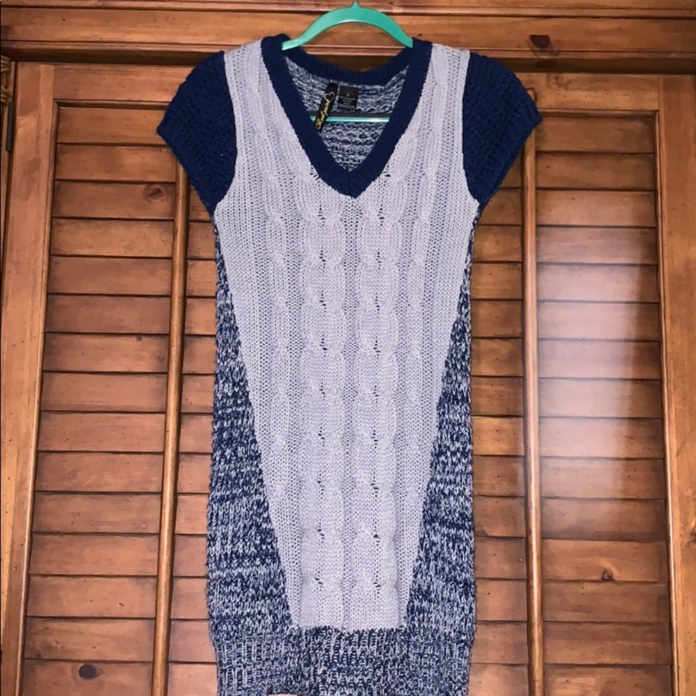 Red Paint Gray / Navy Sweater Dress